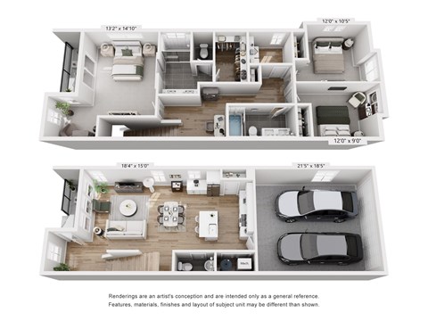 Floor plan for 3 beds, 2.5 baths, 1585 sqft